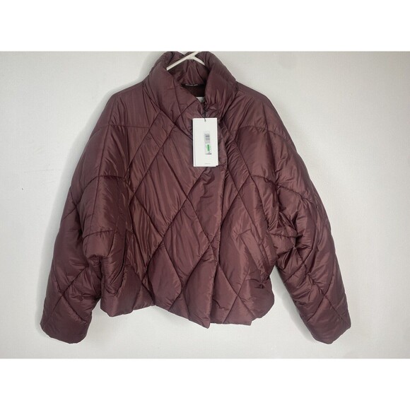 Calvin Klein Jeans Womens Zip-Front Puff Jacket Bitter Chocolate L - Picture 1 of 11